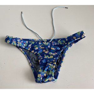 Jolyn Bikini Bottoms Drawstring Swimsuit Swim Woman’s Sz S Blue Floral